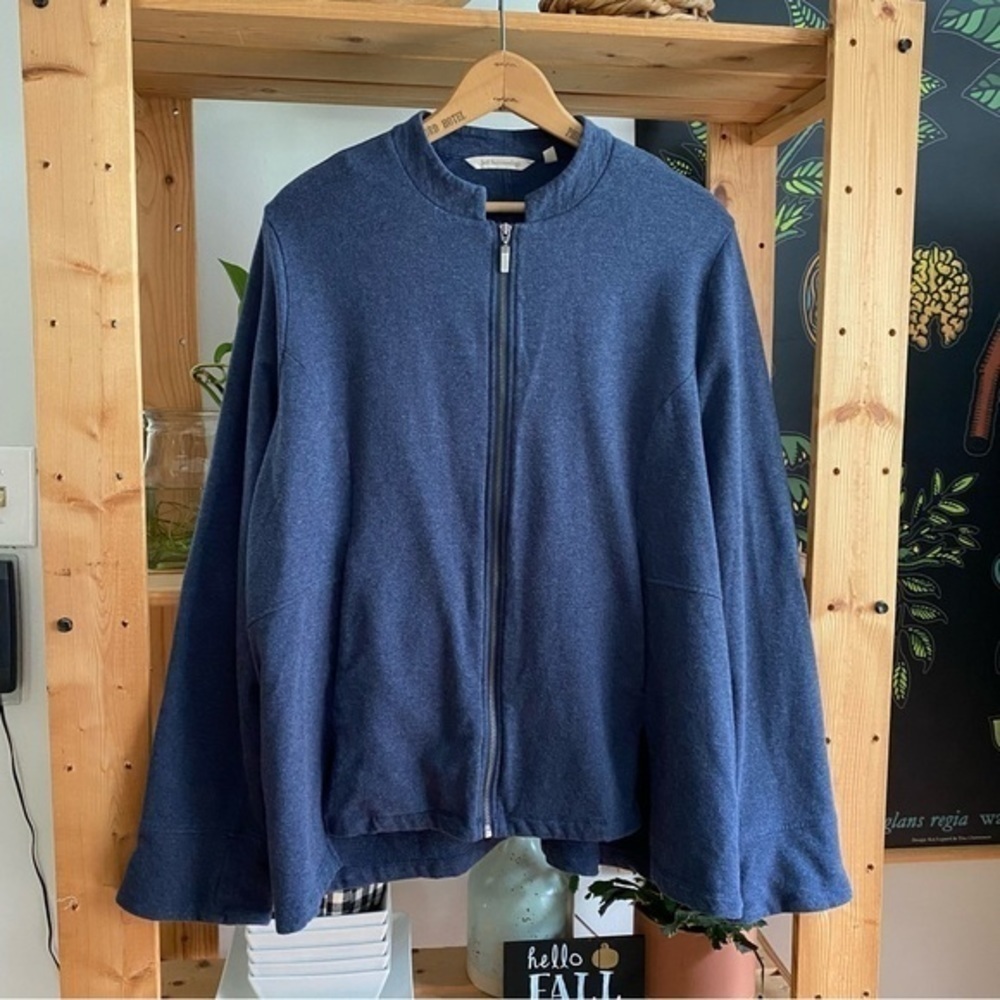 Soft Surroundings Navy Blue Kajal Full Zipper Sweatshirt Jacket Large - Picture 3 of 13